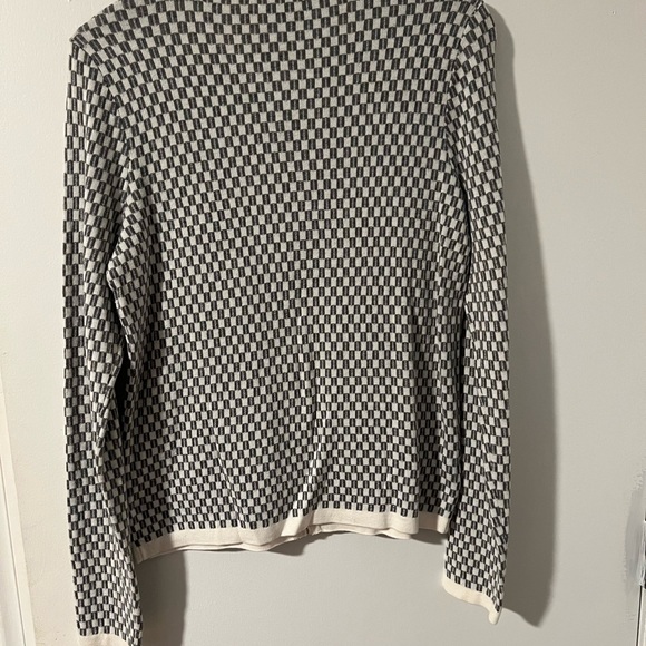 Ann Taylor checkered sweater. White/gray. Medium. - Picture 2 of 4